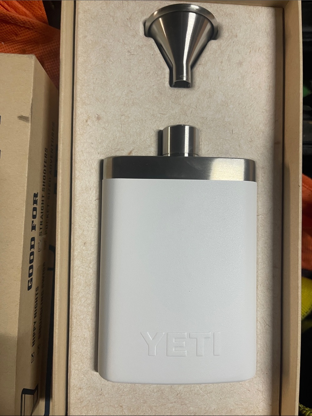 Yeti White Stainless Steel Hip Flask with Funnel Accessory
